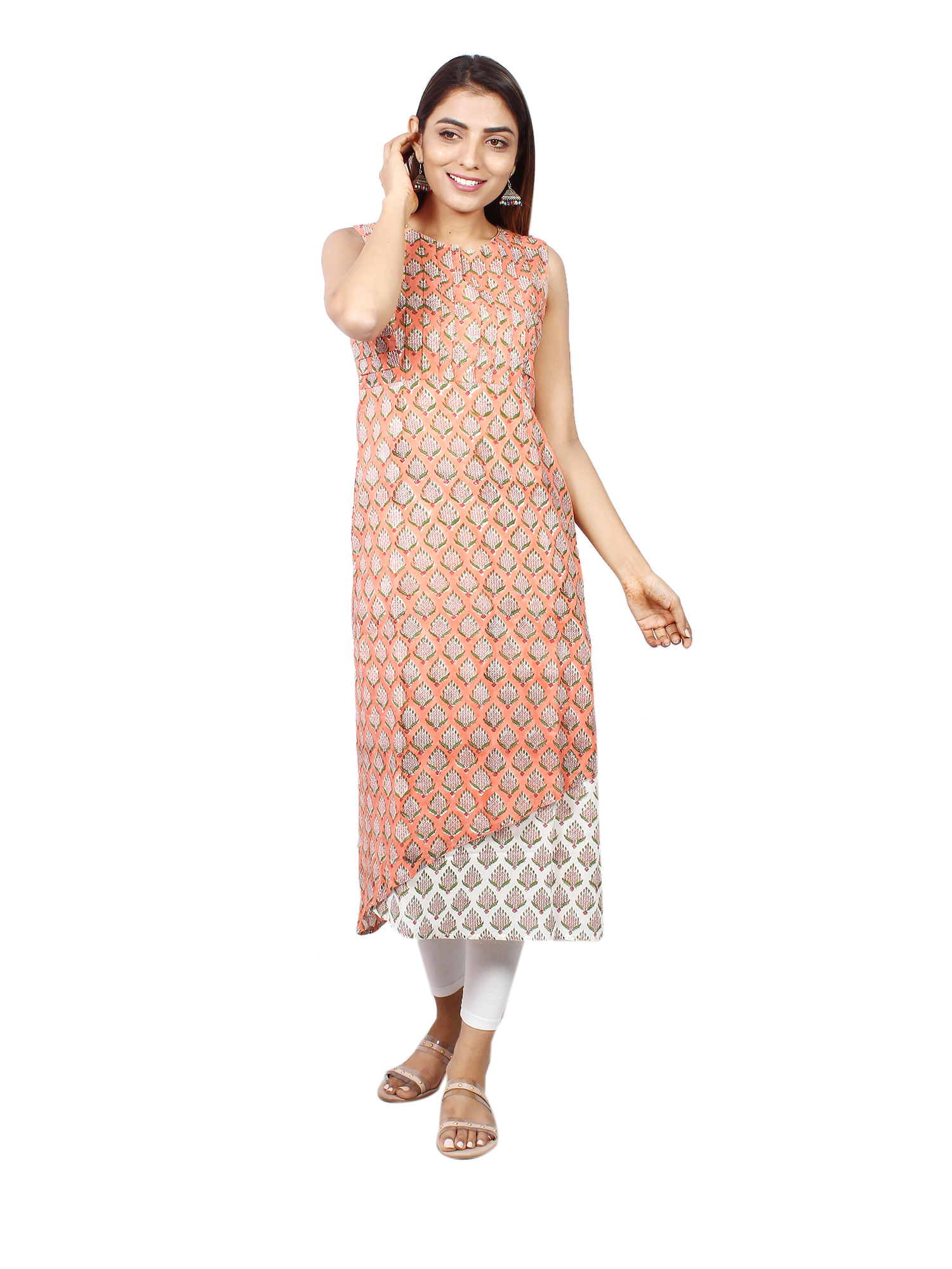 Bagru Hand Block Printed Flare Kurti with Palazzo