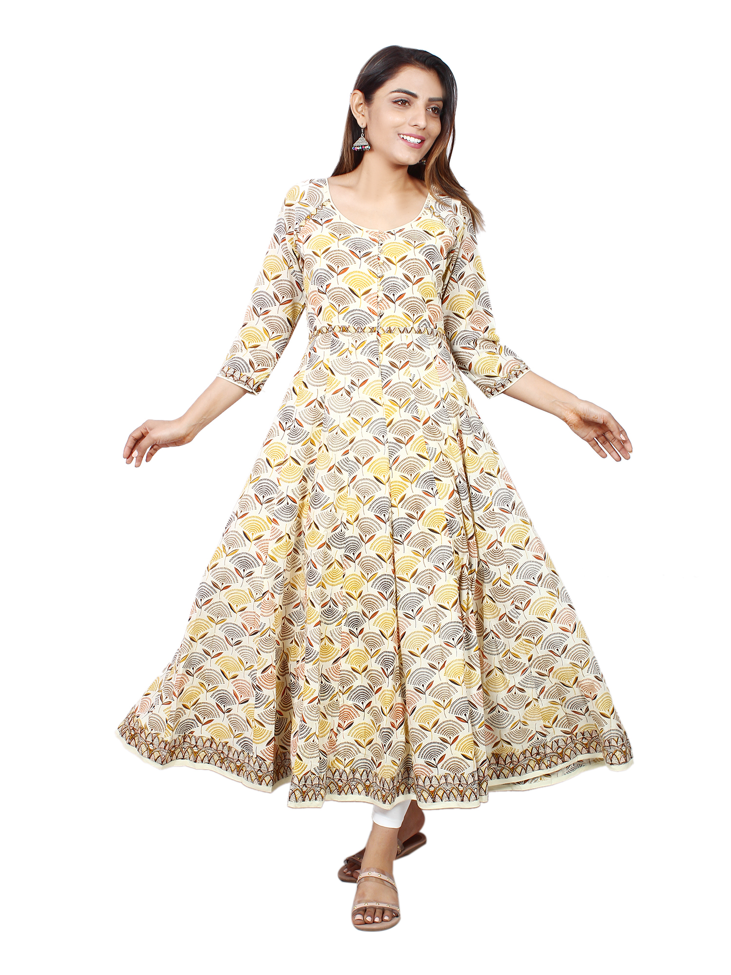 Rajasthani Gota Patti Notch Neck Straight Cotton Kurti