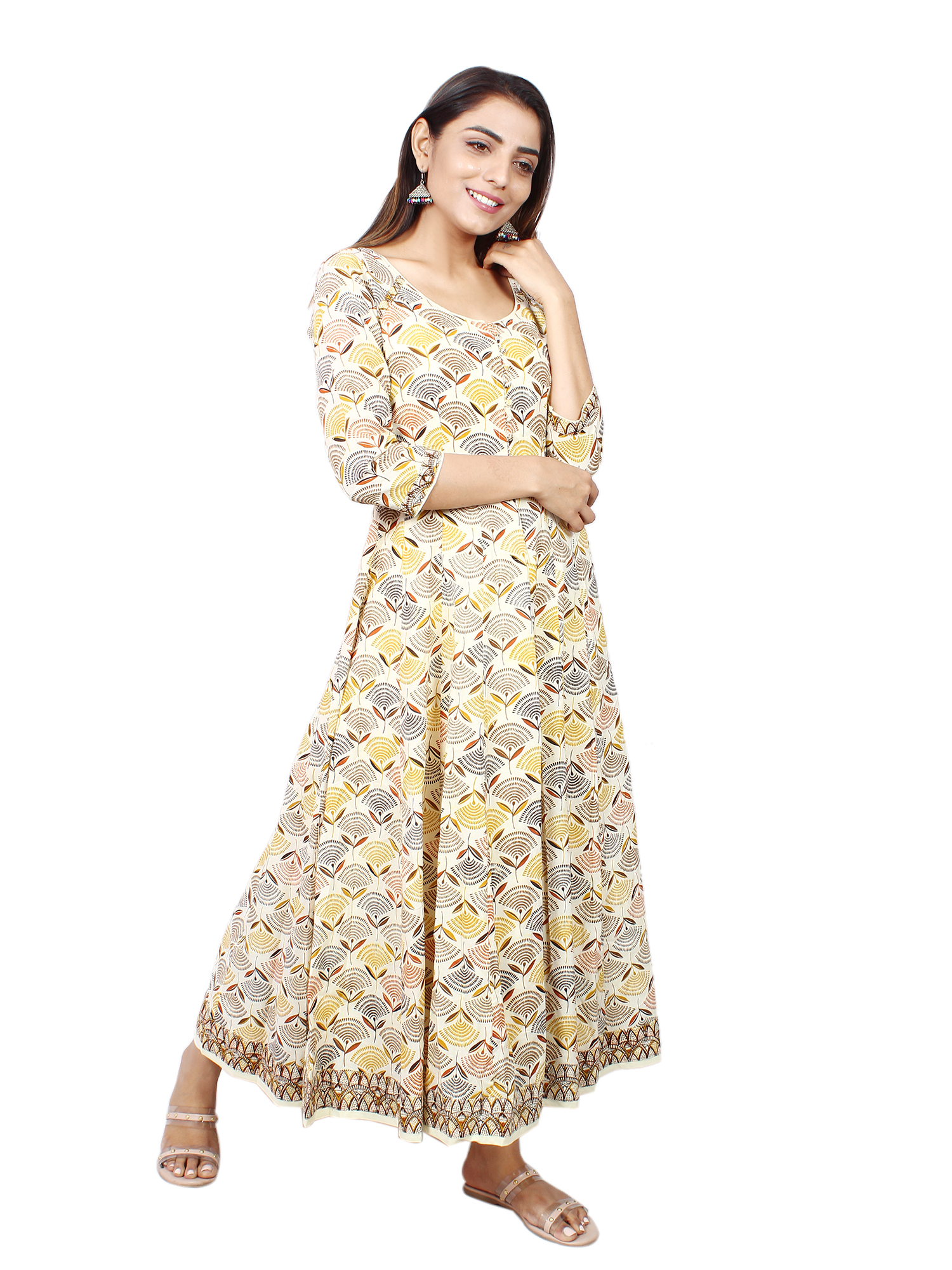 Rajasthani Gota Patti Notch Neck Straight Cotton Kurti - Detail