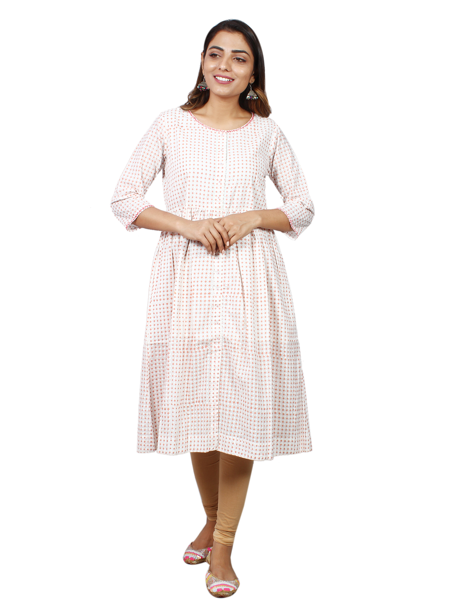 Kota Doria Border Printed Flare Suit Set
