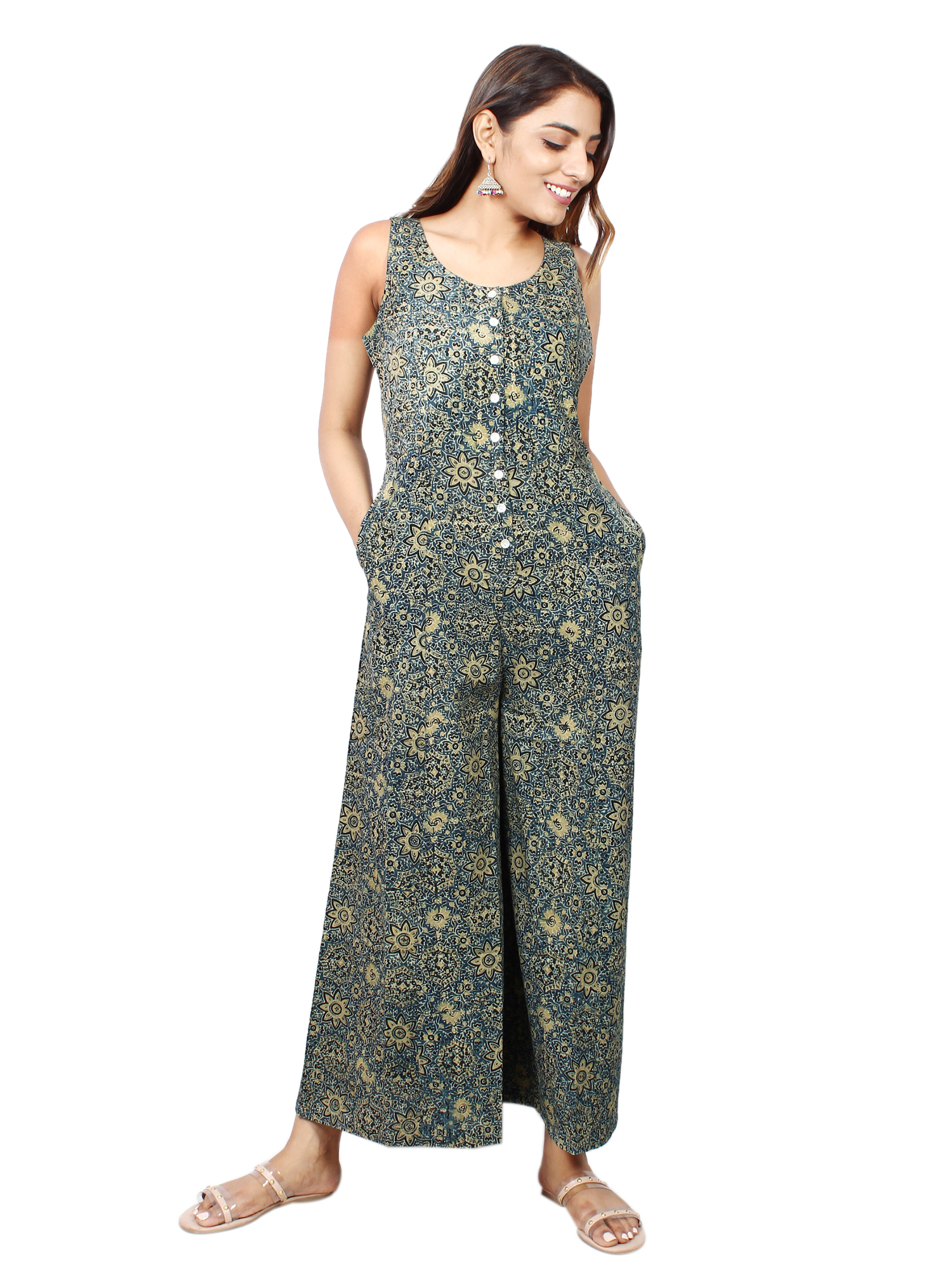Terracotta Earth Hand Block Printed Anarkali Kurti