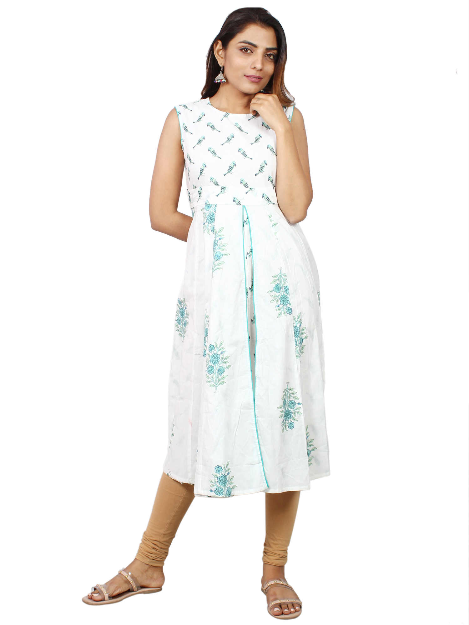 Mandarin Notch Collar Jaipur Print Daily Wear Kurti