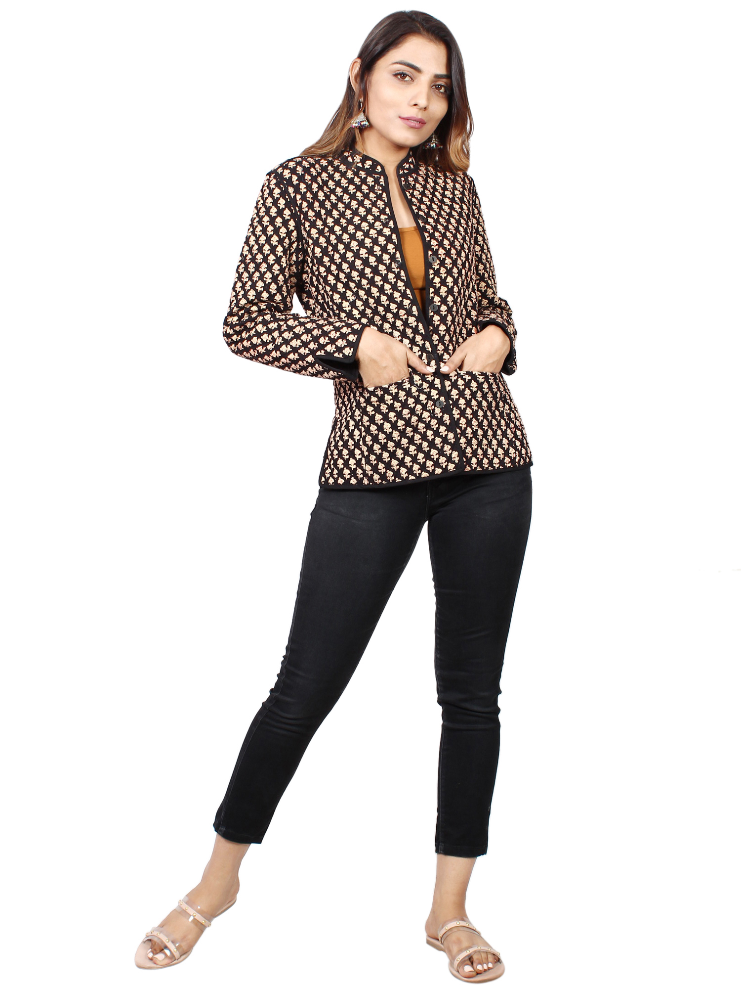 Pink City Blush Block Printed Flare Suit Set