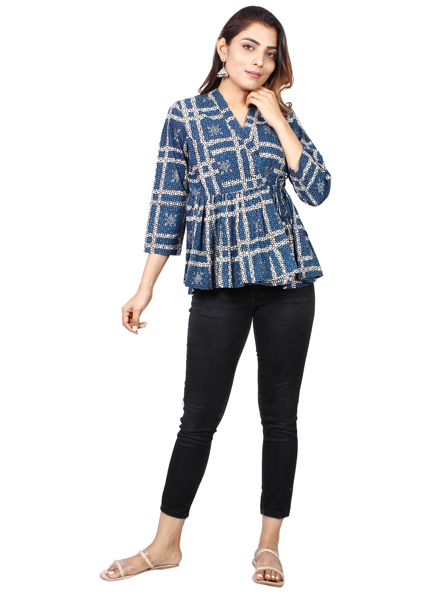 Hand Block Printed Layered Angrakha Kurti